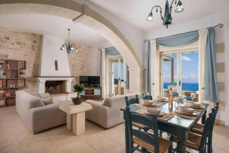 Drapanos Kreta: Steinvilla mit Meerblick und Infinity-Pool in Drapanos zu verkaufen Haus kaufen